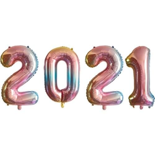 4pcs 16 32inch 2021 Happy New Year Foil Balloons Photo Balloons Gold Black Banner Garland Navidad New Year Eve Party Supplies