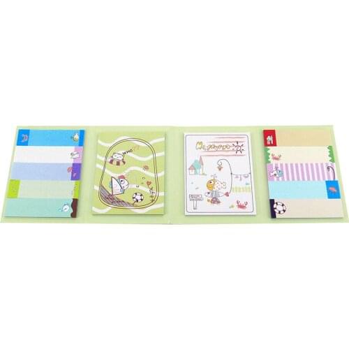 4A Printed Sticky Notes,Kawaii Cute Stationery Memo Pad,Self-Stick Notes,4 FoldIng Page,WHALE,11.5 x 3.5 Inches,4A 6526