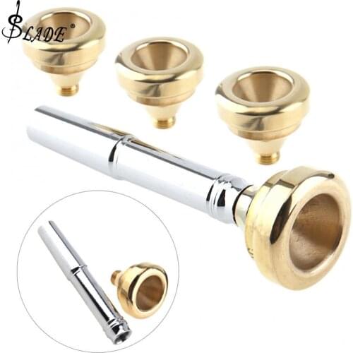 5pcs/set Trumpet Mouthpiece Set 3C/2C/2B/3B with Gold Plating 7# Heads and 4 Cups for Trumpet