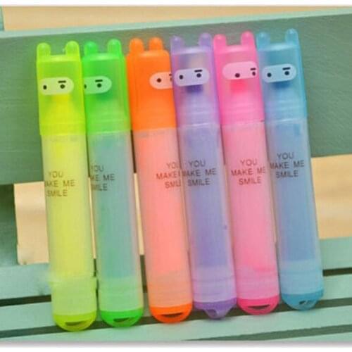 6Pcs Mini 6 Colors Fluorescence Highlighters Marker Pens Office School Supplies