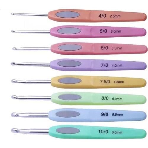8 pcs Crochet Hook Set Soft Grip Ergonomic Plastic Handle Aluminum Needles Yarn Weaving DIY Craft Tools Weave Sewing Knitting