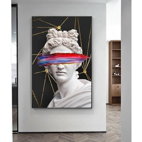 Apollo Bust Wall Art Paintings on Canvas Classic Figure Posters And Prints Black And White Modular Wall Pictures for Home Design