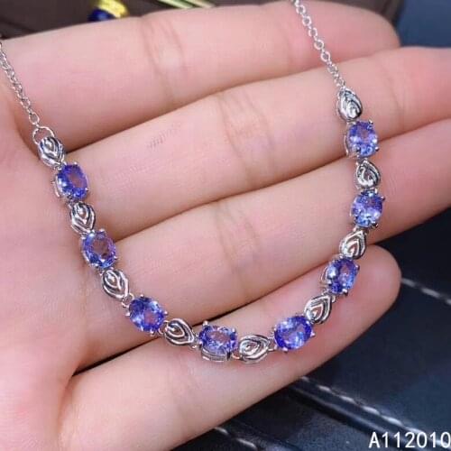 KJJEAXCMY Fine Jewelry 925 Sterling Silver inlaid Tanzanite women hand bracelet trendy support detection