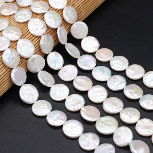 Natural Freshwater Pearl Bead Round Loose Bead Charms for Making Jewelry Necklace Bracelet Accessories 15-16mm Length 36CM