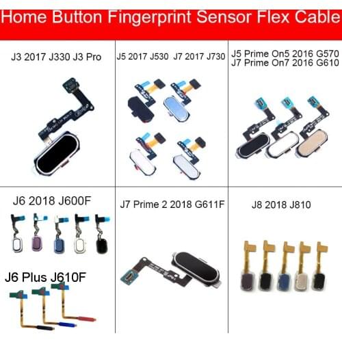 Home Button For Samsung Galaxy J3 J5 J6 J7 Plus Pro Prime 2 On5 6 2016 2017 2018 J330 J530 J730 G611F Menu Key Flex Cable Repair