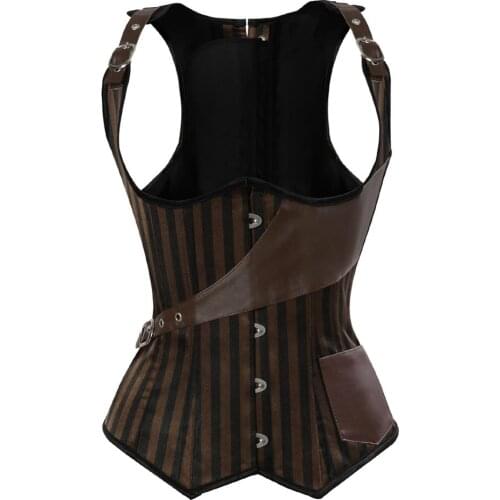Underbust Sexy Corset Steampunk Tight Shaper Lace Vest Bustier Top Straps Plus Size Striped Corselete Holiday Clubwear