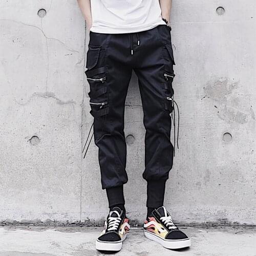Nice Harajuku Cotton Multi-Pockets Safari Style Mens Jogger Trousers Hip Hop Fitness Summer Harem Pants Men Elastic Trousers