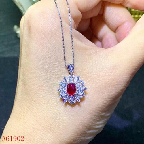 KJJEAXCMY boutique jewelry 925 sterling silver inlaid natural ruby gemstone female luxury pendant necklace support test