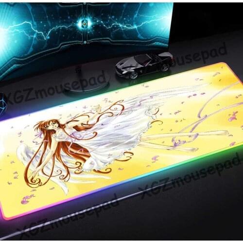 XGZ Custom Large RGB Fashion Gaming Mouse Pad Black Lock Edge Anime Pretty Angel Computer Desk Mat Speed Rubber Stripe Non-slip