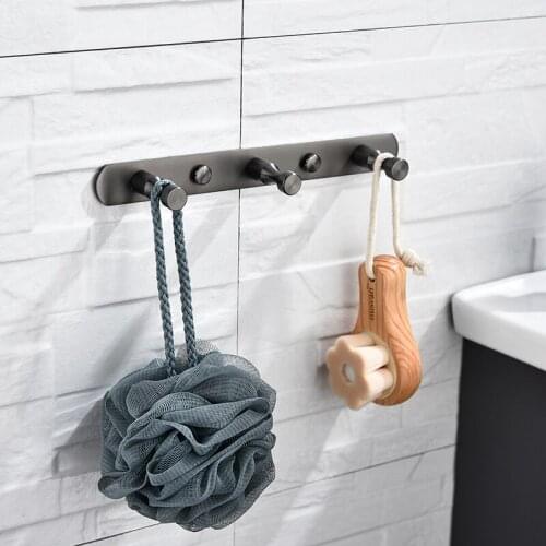 Stainless Steel Hooks Bathroom Accessories Wall Mount Clothes Coat Holder Rack Round Robe Hook 3-8 Hooks