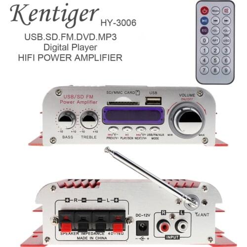 Mini Hi-Fi Stereo Car Power Amplifier Digital Display Audio Music Player Support USB FM MP3 DVD SD Card for Car Boat Motorcycle