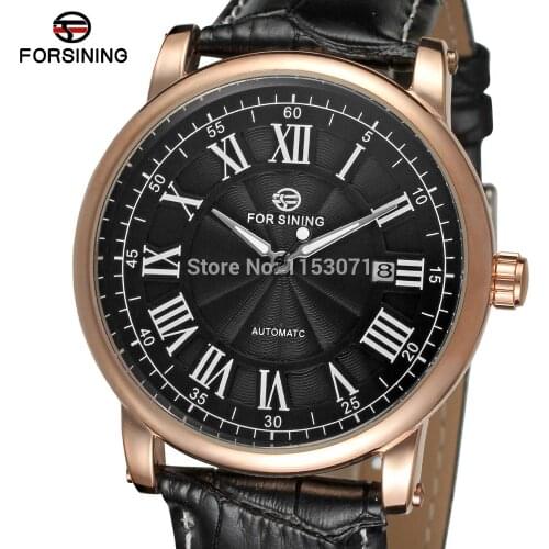 WRG8051M3R3 Forsining Winner bAutoamtic Self-Wind mens watch with gift box black leather strap free shipping top quality