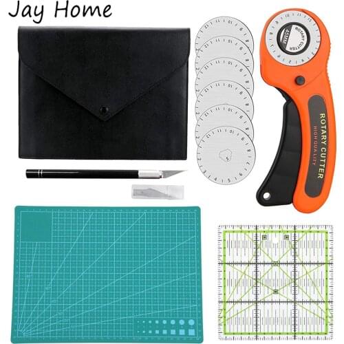 45mm Rotary Cutter Tools Kit with Cutting Mat Patchwork Ruler Precision Knife Storage Bag DIY Craft Quilting Sewing Supplies Set