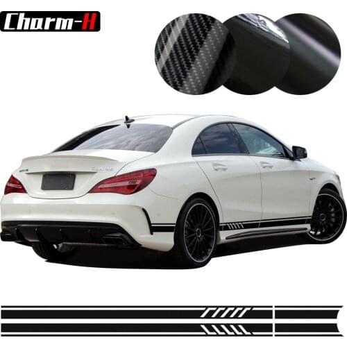 Edition 1 Style Side Stripe Decal Stickers for Mercedes Benz CLA 45 W117 C117 X117 AMG- 5D Carbon Fibre/Black/White/Silvergrey