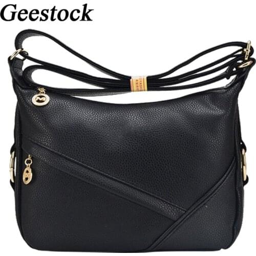 Geestock Shoulder Bag High Quality Retro Ladies Leather Handbags, Casual Fashion Mom Bags, Women Messenger Shoulder Bags