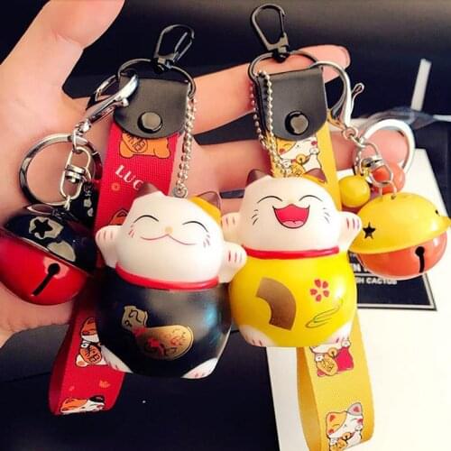 New Cartoon Lucky Cat Keychain Women Cat Car Key Ring Charm Bag Pendant Key Chain Gift Accessories