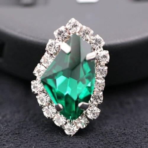 New arrival K9 Malachite green glass rhinestones sew on crystal button diy wedding decoration/clothing/chain/choker/necklace