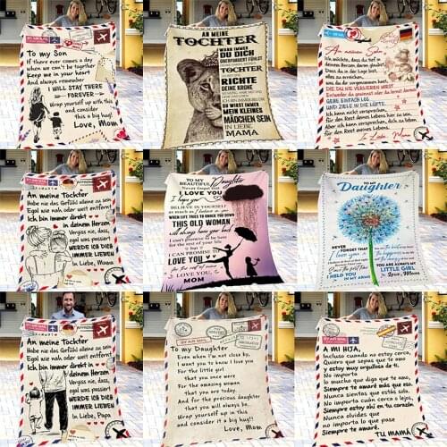 Throw blanket 2020NEW Dandelion Pattern Letter Blanket To My Son To My Daughter Soft Wrap Blanket Gift For Family Friends Lover