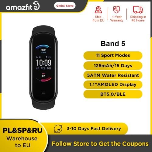 Global Version Amazfit Band 5 Fitness bracel Smart Bracelet Color Display Fitness Tracker Waterproof BT5.0 Sport Smart Wristband