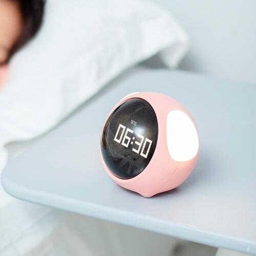 Pixel LED Digital Alarm Clock Electronic Smart Multi-function Sound Control Night Light with Temperature Display