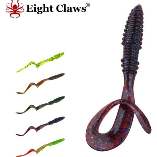 EIGHT CLAWS BZY13 Soft Fishing Lures 75mm 1.9g Artificial Worm Bait Curv Tail Soft Jigging Lures Plastic Wobbler Swimbait