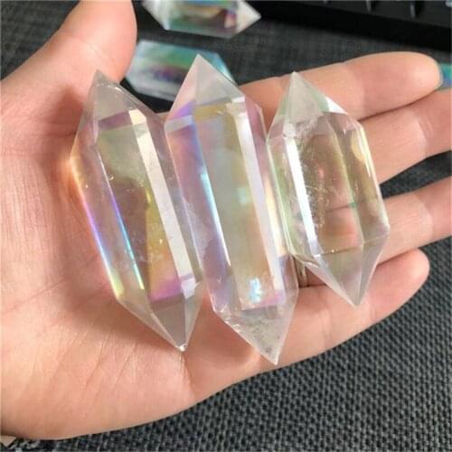 Aura Clear Quartz Double Wand Point Natural Stones For Home Decoration Gemstones