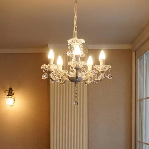 Modern Korean Garden White Candle Chandelier Princess Girls Crystal Chandeliers Lustre Cristal led lamp