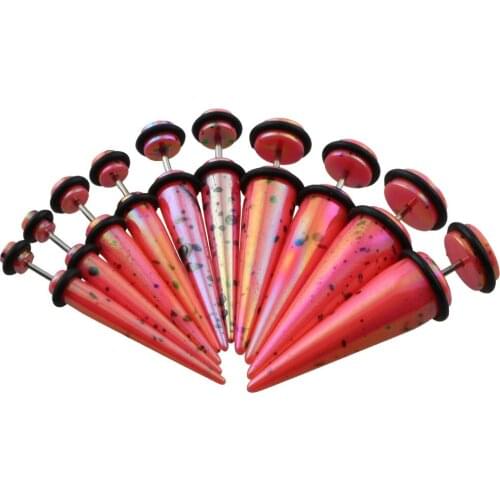 TUMBEELLUWA 1Pc Pink/Blue Green Acrylic Ear Fake Cheater Illusion Stretcher Expander Rivet Taper Plug Tunnel Gift