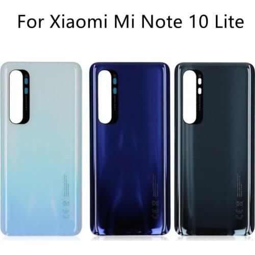 For Xiaomi Mi Note 10 Lite Battery Back Cover Rear Door Housing Side Key Replacement Repair Spare Parts