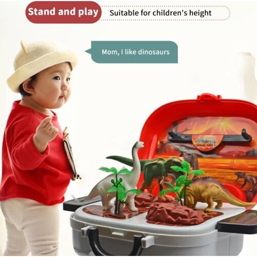 21pcs Dinosaur Toys Model Toy Set Dinosaur Suitcase Toy Pretend Play Set DIY Toy Set Gift Toy for Boys and Girls Simulation Toys