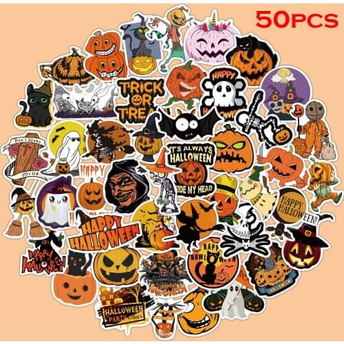 50pcs/pack Halloween series graffiti stickers waterproof PVC material stickers DIY bicycle luggage skateboard