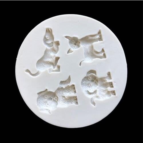 6*1.6CM DIY Sugar Craft Cake Vintage Cute Dog Silicone Mold Fondant Mold Cake Decorating Tools Gum Paste Mold