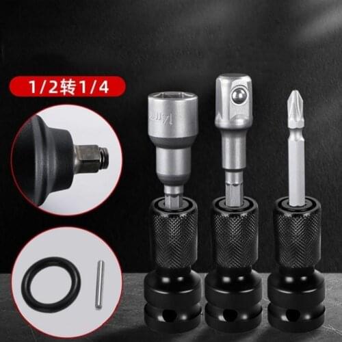 Screwdriver Bit Conversion Tool Adapter 1/2" Inch Square Drive to 1/4" Inch Hex Shank Quick Change Socket Adapter Impact Driver