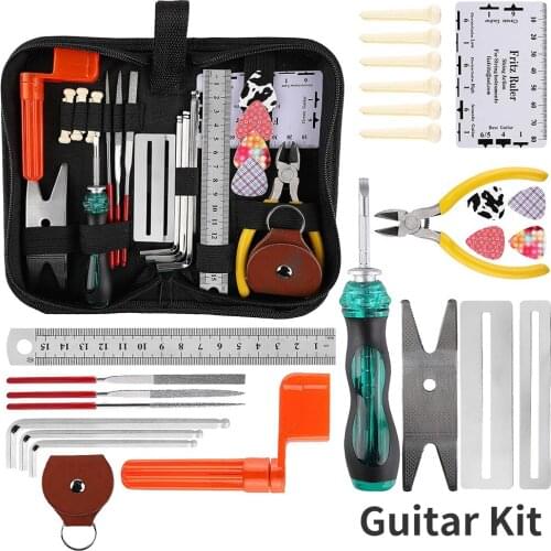 Guitar Tool Kit Repairing Maintenance Tools String Organizer & Fret Replace File Bass Tool Set Cleaning Tool Accessories Kit