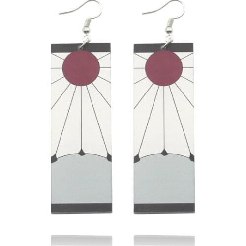 Anime Demon Slayer: Kimetsu no Yaiba Earrings Kamado Tanjirou Pendant for Cosplay Accessories