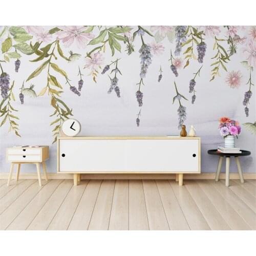 Beibehang photo wallpaper Green leaf floral watercolor style wall Modern fashion floral decorative painting mural 3d wallpaper