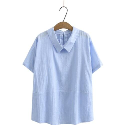 Plus Size Womens Short Sleeve Full Cotton Blouse Simple Elegant Summer Tops Oversized Vintage Tee