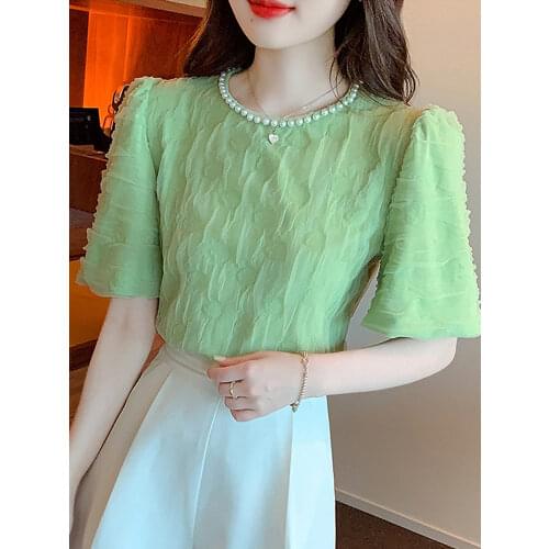 Womens Tops And Blouses Ruffles V-neck Print Chiffon Blouse Women Tops Fashion Woman Blouses 2021 Long Sleeve Blouse Women C449