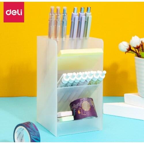 Deli 8936 single slant insertion pen holder Desk Organizer for Pens Storage Brush Stand Desk Pencil Holder For School Supplies