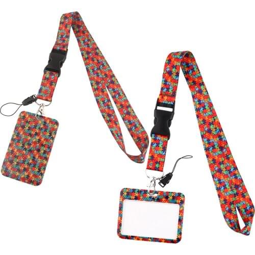 ER776 Autism Awareness Jigsaw Neck Strap Lanyard For Keys ID Card Gym Phone Straps USB Badge Holder DIY Hang Rope Lariat Lanyard