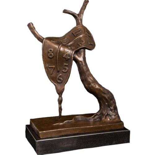 Ivorique DS-614 Bronze Abstract Famous Artsist Statue Ancient Bronze Tree With Number For Time Figurines For Collectible