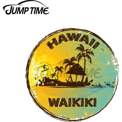 JumpTime 13 x 13cm For Hawii Waikiki Surfing Travel Stickers Decal Car Truck Window Bumper Graphic Waterproof Car Styling