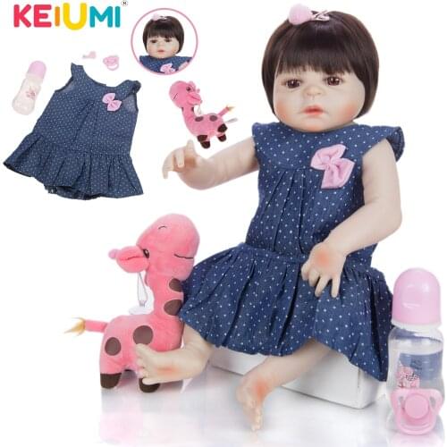 KEIUMI 2 Style Can Choice19 Collection Reborn Baby Girl Dolls Full Silicone Vinyl Boneca Reborn Doll Toys For Kids Birthday Gift
