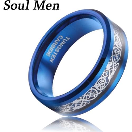 8mm Blue Color Tungsten Carbide Ring For Men Women wedding Band Jewelry Gift Size 7 to 12