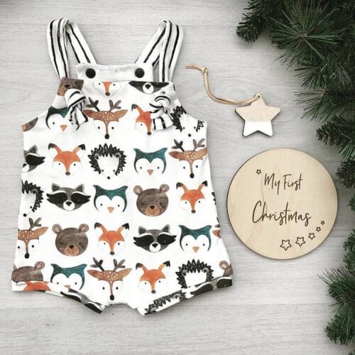 0-24M Summer Cartoon Animal Print Sun Jacket Newborn Baby Girl Boy Belted Jumpsuit One-Piece Bodysuit Sleeveless Clothes