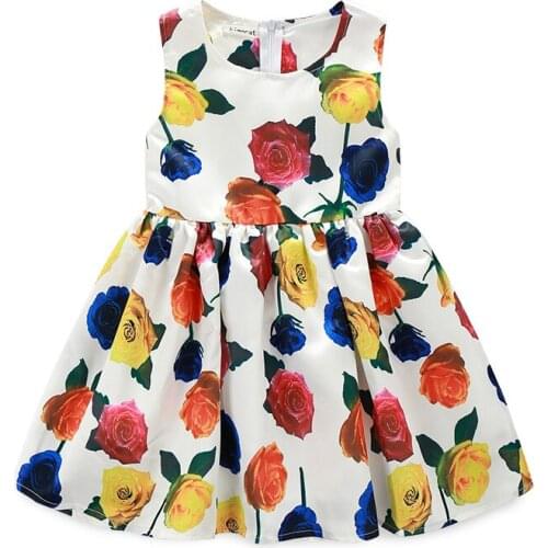 Hot Sales Summer Girls Dress Floral Print Girls Princess DressesTeenage Clothes For Girls Party Kids Clothes Children Dresses
