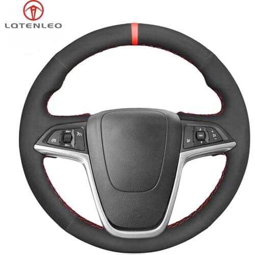 LQTENLEO Black Suede Car Steering Wheel Cover For Opel Mokka Cascada 2012-2019 Insignia 2008-2013 Meriva (B) Ampera 2010-2017