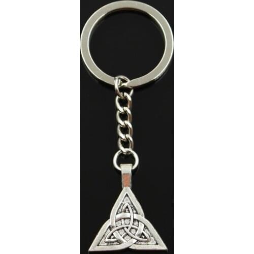 Fashion 30mm Key Ring Metal Key Chain Keychain Jewelry Antique Bronze Silver Color Plated Amulet Celtic Knot 28x24mm Pendant