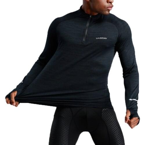 Men Long Sleeve Sport Shirt Sports Jersey Tops Lightweight Running Gym Fitness Workout Activewear Zip Pullover Quick Dry
