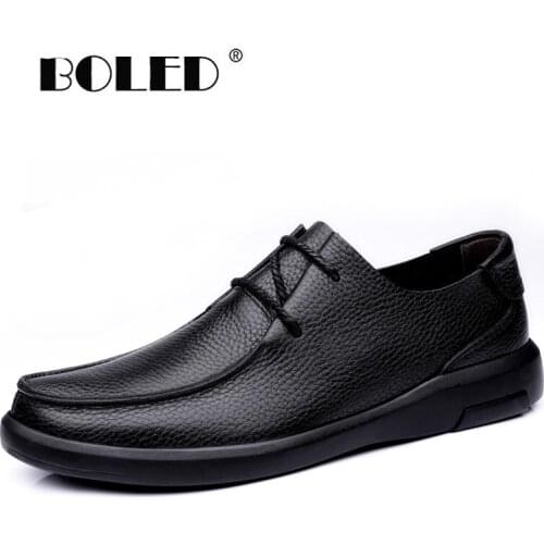 Natural Leather Mens Shoes Handmade Waterproof Shoes Men Flats Outdoor Autumn Shoe Vintage Anti-Skid Walking Casual Shoes